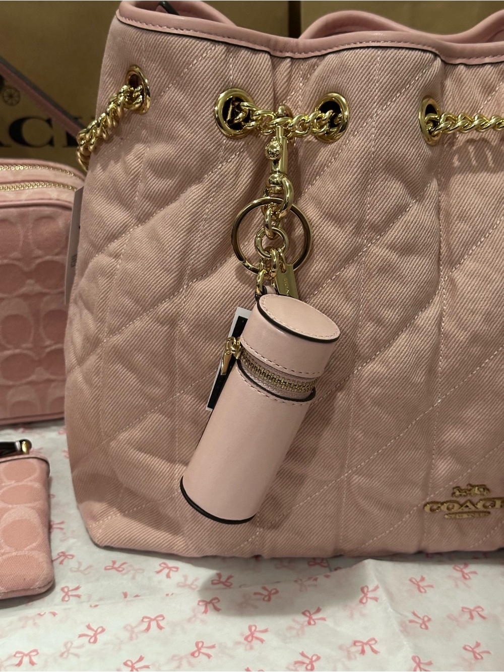 Coach Pink Lipstick Case Bag Charm CEM91 NWT - Picture 2 of 3